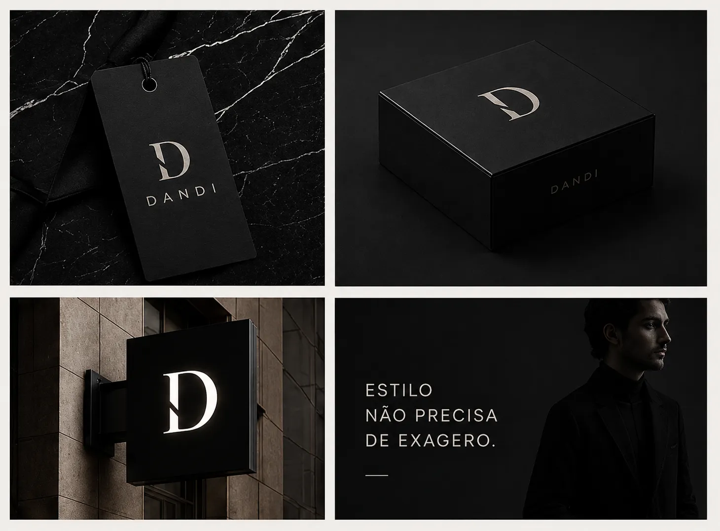 Aplicações da marca · hangtag, embalagem, fachada